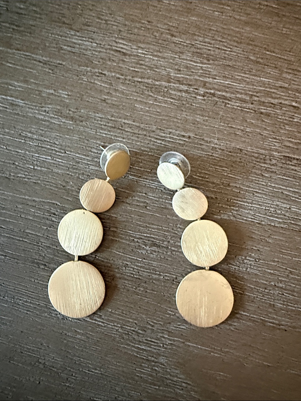 Brushed Gold Triple Disc Drop Earrings - Women Jewelry